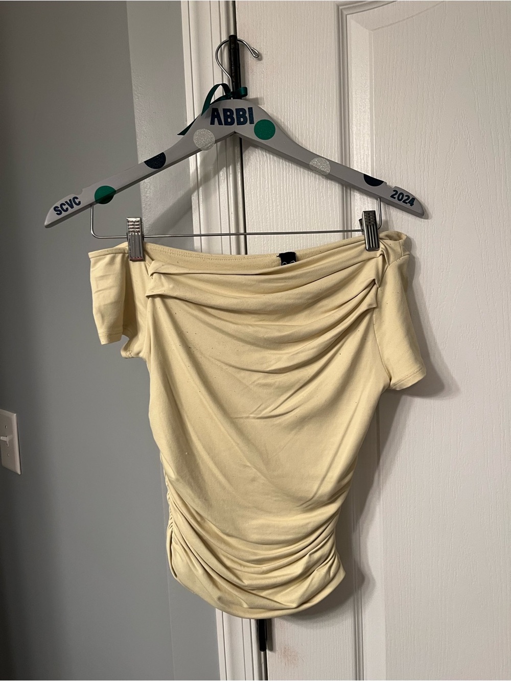 Windsor Cream Off-Shoulder Ruched Top